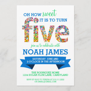 Invitation Fête d'anniversaire de thème de sucrerie la 5ème