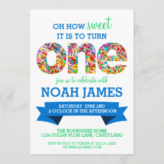 Invitation Fête d'anniversaire de thème de sucrerie la ?ère