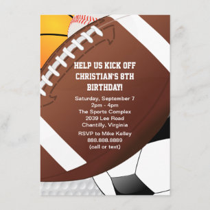 Invitation Fête d'anniversaire de tous les sports Star