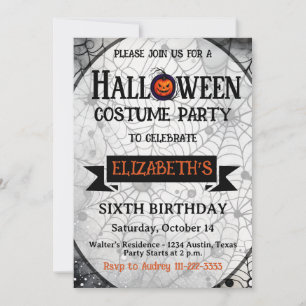 Invitation Fête d'anniversaire de tout âge Halloween Costume