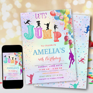 Invitation Fête d'anniversaire de trampoline à sauter éditabl