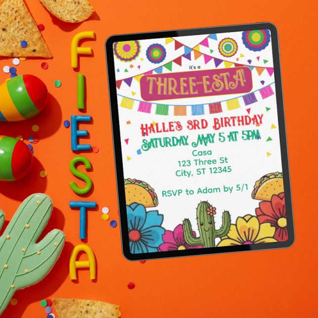 Invitation Fête d'anniversaire de trois-Esta (Créateur téléchargé)
