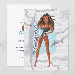 Invitation Fête d'anniversaire de vacances à la plage de surf
