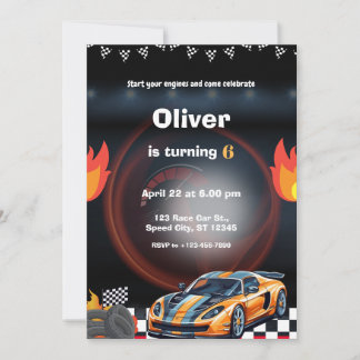 Invitation Fête d'anniversaire de voiture de course