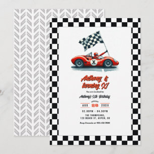 Invitation Fête d'anniversaire de voiture de course personnal