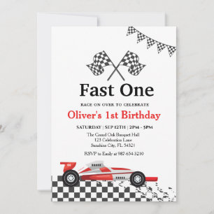 Invitation Fête d'anniversaire de voiture de course pour 1 an