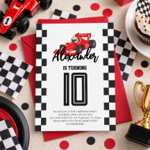 Fête d'anniversaire de voiture de course rouge à d