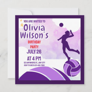 Invitation Fête d'anniversaire de volley-ball, Joueuse de vol