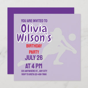 Invitation Fête d'anniversaire de volley-ball, Joueuse de vol