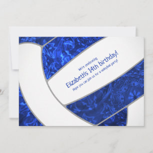 Invitation fête d'anniversaire de volley-ball royal bleu blan