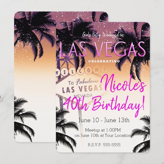 Invitation Fête d'anniversaire de week-end des filles d'été à (Devant / Derrière)
