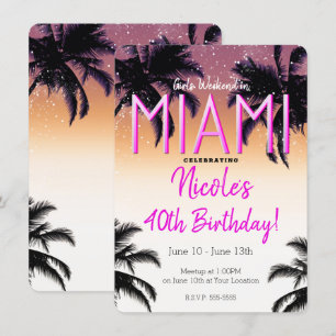 Invitation Fête d'anniversaire de weekend d'été des filles à 