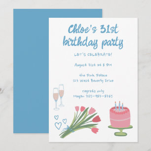 Invitation Fête d'Anniversaire de Whimsday Girlie Cute Custom