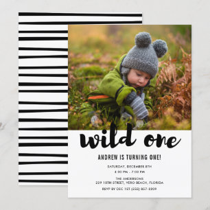 Invitation Fête d'anniversaire de Wild One Photo Baby
