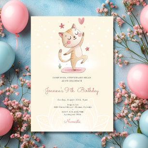 Invitation Fête d'anniversaire de yoga de chat
