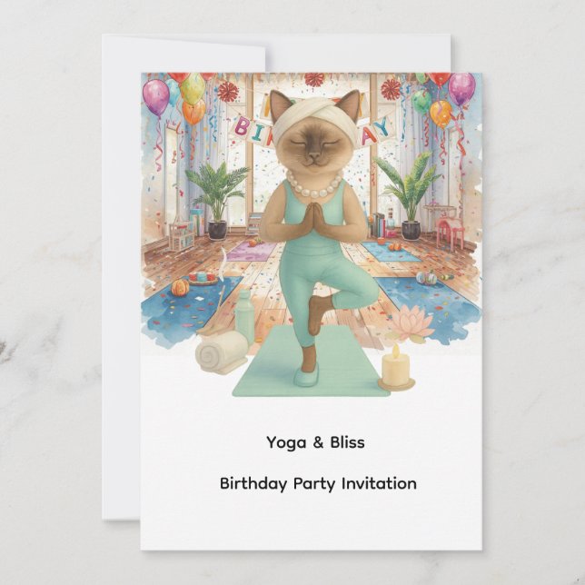 Invitation Fête d'anniversaire de yoga pour Amoureux de les c (Devant)