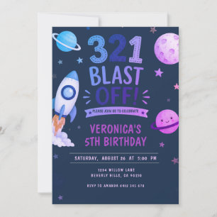 Invitation Fête d'anniversaire Décollage de l'astronaute dans