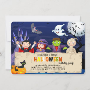 Invitation Fête d'anniversaire déguisement Halloween