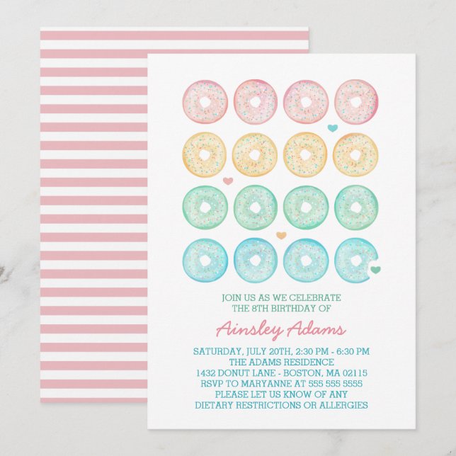 Invitation Fête d'anniversaire délicieuse de butées toriques (Devant / Derrière)
