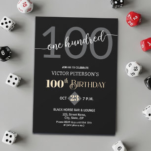Invitation Fête d'anniversaire des 100 ans des hommes minimal