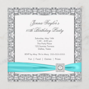 Invitation Fête d'anniversaire des 10 ans des filles diamant 