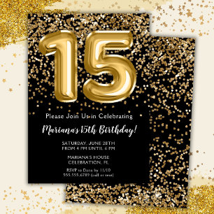 Invitation Fête d'anniversaire des 15 ans de Black Gold Kids