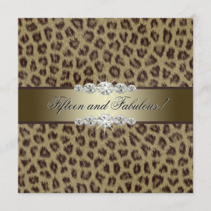 Invitation Fête d'anniversaire des 15 ans Gold Leopard