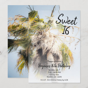 Invitation Fête d'anniversaire des 16 ans aux palmiers de l'î