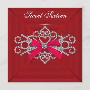 Invitation Fête d'anniversaire des 16 ans Red Diamond Red Swe