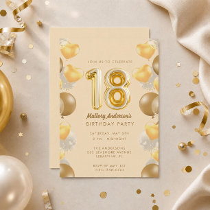 Invitation Fête d'anniversaire des 18 ans Glamour Or