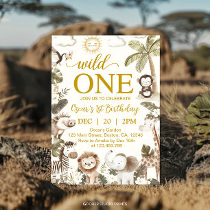 Invitation Fête d'anniversaire des 1 an d'animaux de la jungl