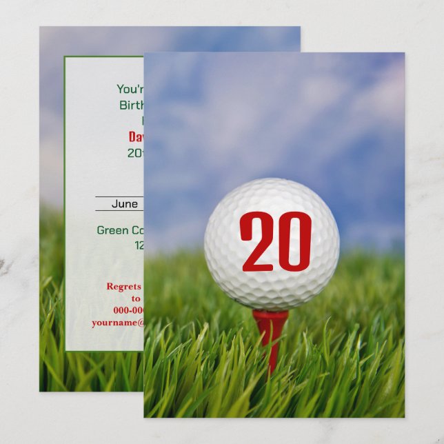 Invitation Fête d'anniversaire des 20 ans de Golf   (Devant / Derrière)