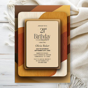 Invitation Fête d'anniversaire des 21 ans aux tons terreux ra