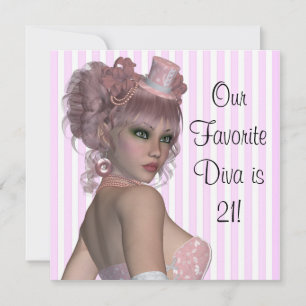 Invitation Fête d'anniversaire des 21 ans de la diva rose