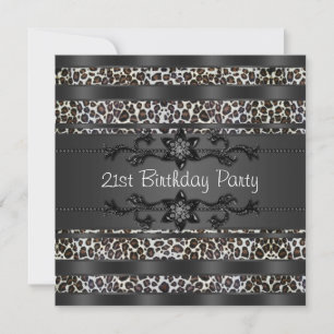 Invitation Fête d'anniversaire des 21 ans de la femme léopard