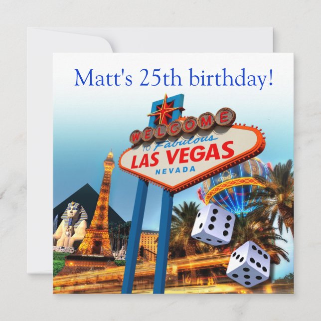 Invitation Fête d'anniversaire des 25 ans de Las Vegas (Devant)
