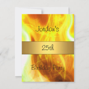 Invitation Fête d'anniversaire des 25 ans Yellow Swirl Gold