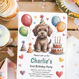 Invitation Fête d'anniversaire des 2 ans de Chien Enfants Mig