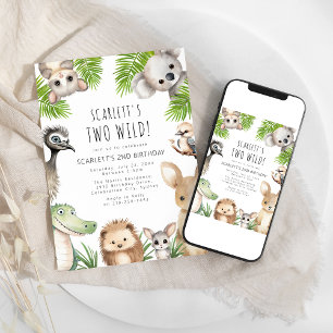 Invitation Fête d'anniversaire des 2 ans de deux animaux sauv