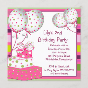 Invitation Fête d'anniversaire des 2 ans des filles aux ballo