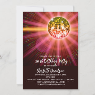 Invitation Fête d'anniversaire des 30 ans de Disco