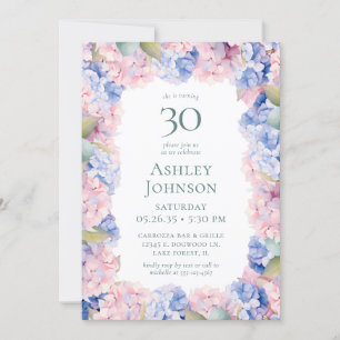 Invitation Fête d'anniversaire des 30 ans d'hortensias