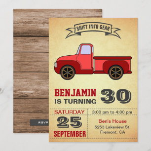 Invitation Fête d'anniversaire des 30 ans du camion rouge vin