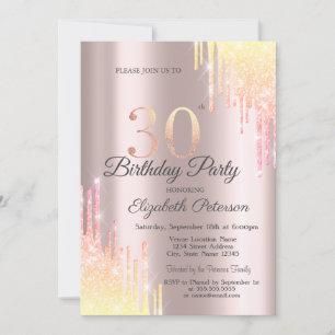 Invitation Fête d'anniversaire des 30 ans Ombre Glitter Drips