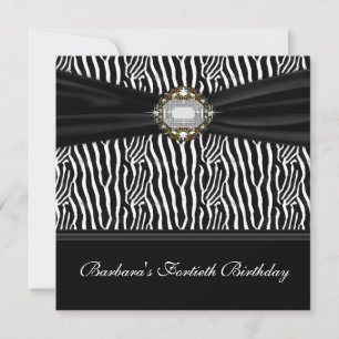 Invitation Fête d'anniversaire des 40 ans de femme Zèbre de D