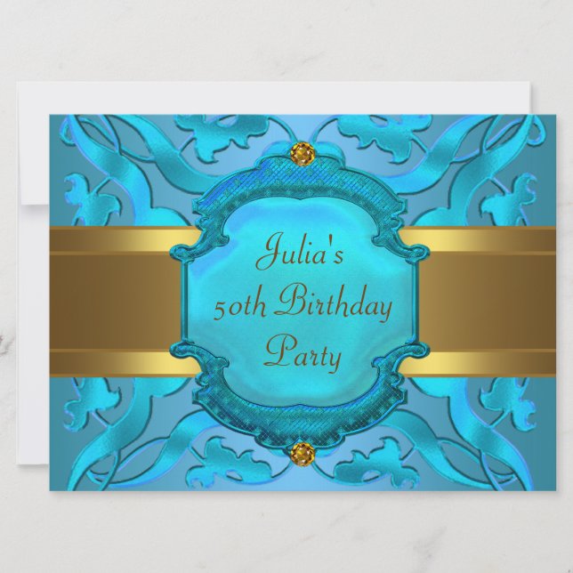 Invitation Fête d'anniversaire des 50 ans de femme Or Sarcell (Devant)