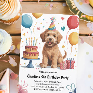 Invitation Fête d'anniversaire des 5 ans de Cute Kids Puppy D
