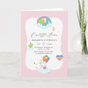 Invitation Fête d'anniversaire des 5 ans de Llama Girl