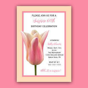Invitation Fête d'anniversaire des 60 ans Elegant Tulip Surpr
