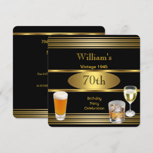 Invitation Fête d'anniversaire des 70 ans d'homme vintage Biè